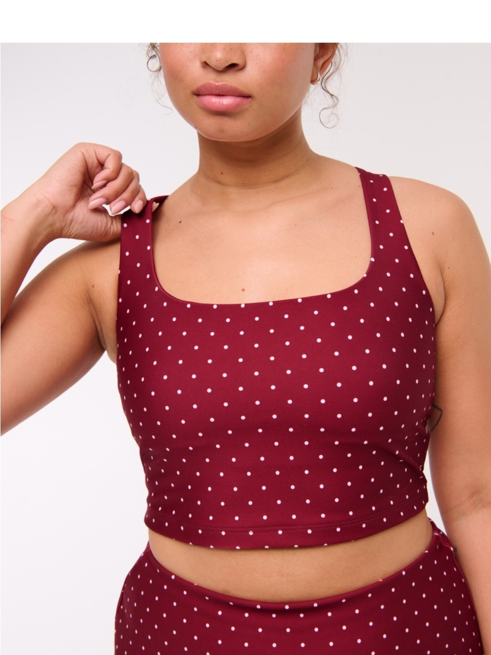 Abercrombie & Fitch YPB Burgundy Polka Dot Tank Crop